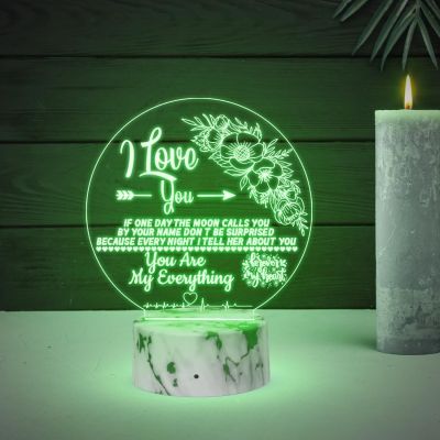 3D Illusion I Love You Your are My Everything Engraved Night Lamp with Automatic Color Changing Light  Gift for Loveable Person  Gift for Husband Wife  Anniversary & Birthday Gift